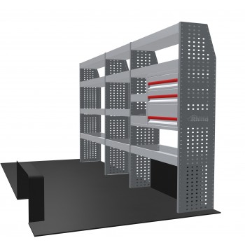 Nissan NV400 (Interstar) 2010 on L3H2 - Rhino MR4 3 Bay Van Racking with Drawer Unit