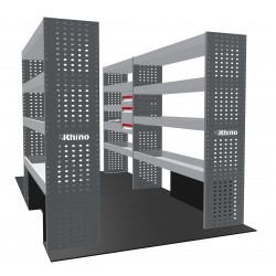 Ford Transit 2014 on L3 FWD - Rhino MR4 3 Bay Van Racking with Drawer Unit
