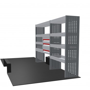 Ford Transit 2014 on L4 RWD - Rhino MR4 2 Bay Van Racking with Drawer Unit