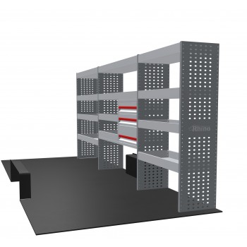 Ford Transit 2014 on L4 RWD - Rhino MR4 3 Bay Van Racking with Drawer Unit