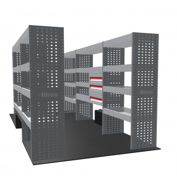 Ford Transit 2014 on L4 RWD - Rhino MR4 5 Bay Van Racking with Drawer Unit